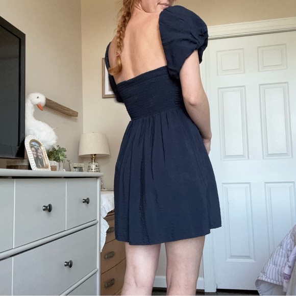 Abercrombie Navy Puff-Sleeve Mini Dress - Picture 5 of 6